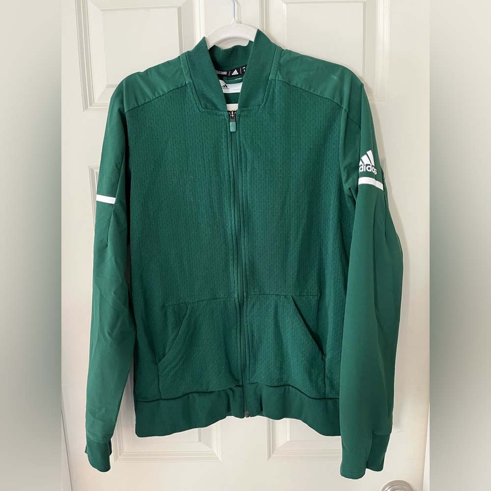Adidas Womens Green Full Zip Lite Squad Bomber Track Warm Up, size S